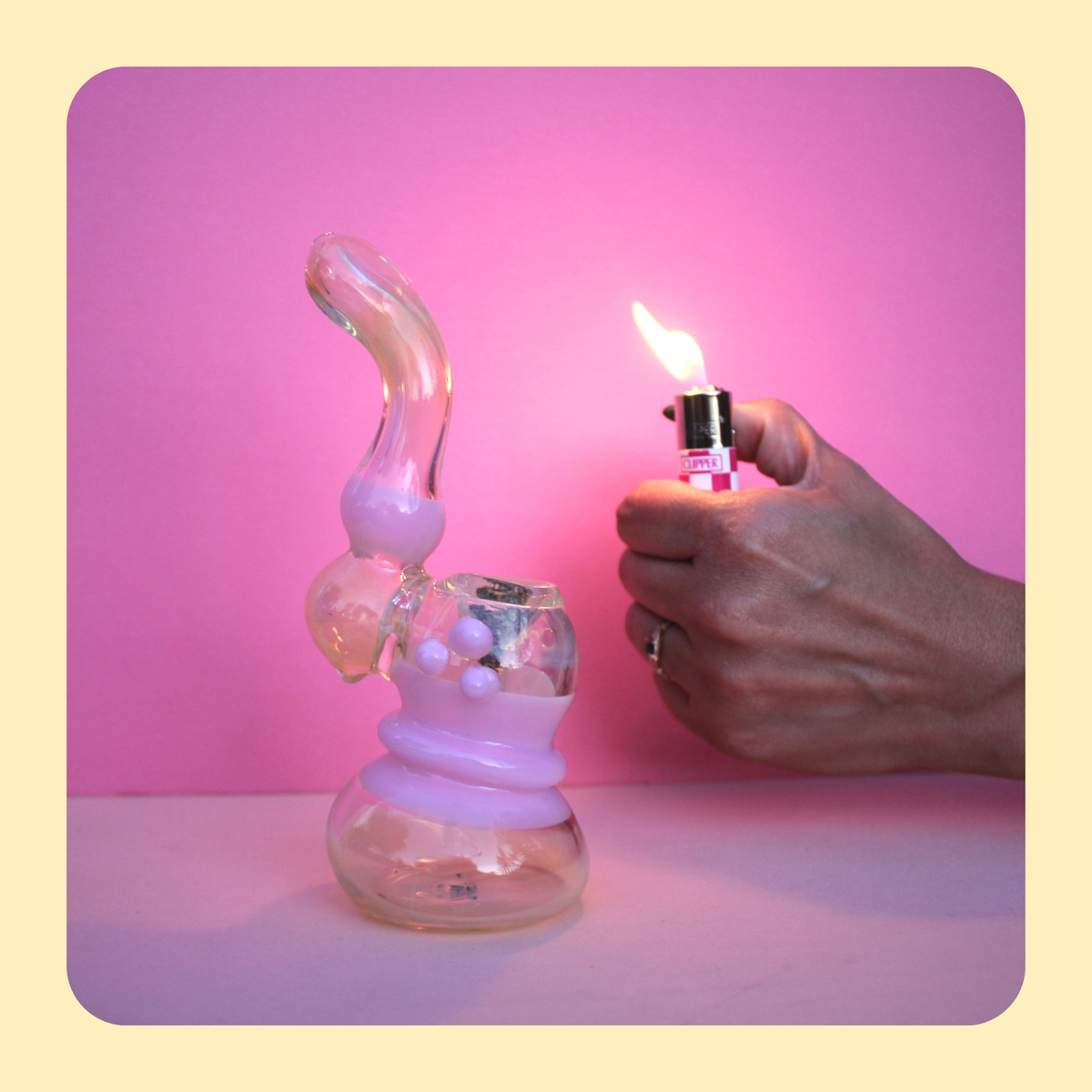 Pink Ulla Mini Bubbler with Matching Clipper Lighter | Shop Bloomfield | Curated Online Smoke Shop
