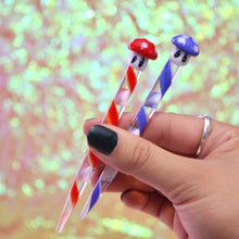 Load image into Gallery viewer, Cute Red and Blue Glass Mushroom Dabber for Concentrates | Dab Tool | Shop Bloomfield | Weed Accessories