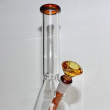 Load image into Gallery viewer, Ringed Mouthpiece With Amber Diamond 14mm Bowl Piece and Downstem Beaker Bong for Sale | Cute Online Smoke Shop