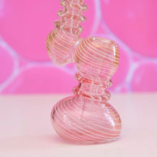 Load image into Gallery viewer, Closeup of cute pink bubbler with white swirl throughout. Bubbler and Water Pipe for Smoking