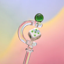 Load image into Gallery viewer, Cool Green Dabber with Spinning Dice | Cute Dab Tools and Accessories
