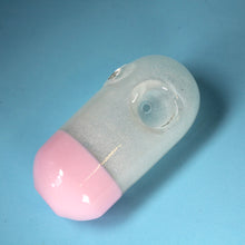 Load image into Gallery viewer, Pink Pill Hand Pipe that Glows in the Dark