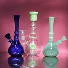 Load image into Gallery viewer, Group of Cute, Matching Bongs. Blue and Green | Shop Bloomfield 420 Accessories