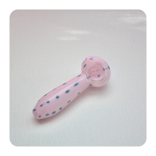Load image into Gallery viewer, Milky Pink Blue Polka Dot Hand Pipe | Shop Bloomfield