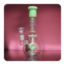 Load image into Gallery viewer, Fancy Green Bong | Ribbed with Matching Percolator