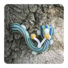 Load image into Gallery viewer, Mushroom Sherlock Pipe for Smoking | Blue and Green Stripes | 420 Accessories