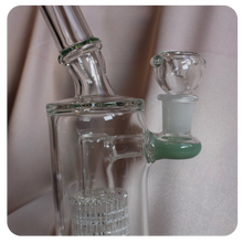 Load image into Gallery viewer, Bent Neck Bong with Jade Accents and Percolator | Cute Green Bong