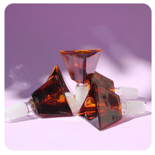 Load image into Gallery viewer, Shop Bloomfield Amber Triangle Geometric 14mm Bowl Piece for Smoking | Cute Online Smoke Shop, Head shop - Water Pipes, Bongs,  Bubblers, and More
