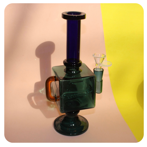 Cute, Mid-Century Modern Inspired Blue Bong meant to blend in with your furniture! Shop Bloomfield for cute 420 accessories
