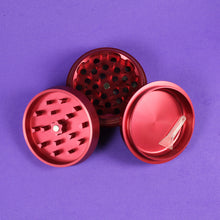 Load image into Gallery viewer, Cute Red Weed Grinder with Kief Scoop | Shop Bloomfield | 420 Shop