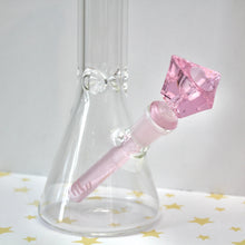 Load image into Gallery viewer, Pink Stoner Bong with Matching Down Stem and Cute Bowl Piece for Sale | Cute Pink Beaker Bong for Sale