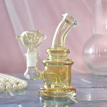 Load image into Gallery viewer, Mini Iridescent Yellow Bong with Free Bowl Piece