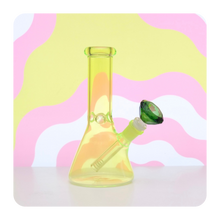 Load image into Gallery viewer, Cute Bright Neon Green Beaker Bong with Diamond Bowl Piece and Ice Catcher | Shop Bloomfield