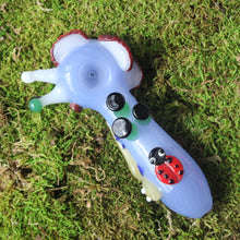 Load image into Gallery viewer, Blue Mushroom Hand Pipe | Mushroom Growths and Lizard with Lady Bug | Cute Online Smoke Shop Girly Shop Bloomfield