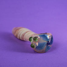 Load image into Gallery viewer, Blue Swirl Bowl Piece on Cute Pink Hand Pipe for Smoking