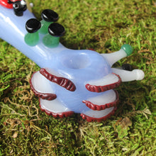 Load image into Gallery viewer, Blue Mushroom Hand Pipe | Mushroom Growths and Lizard with Lady Bug | Cute Online Smoke Shop Girly