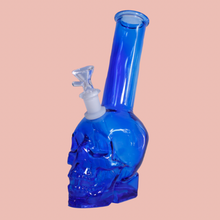 Load image into Gallery viewer, Blue Skull Bong with free Bowl Piece