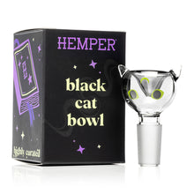 Load image into Gallery viewer, Adorable, 14mm Black Cat Bowl by Hemper | Shop Bloomfield | Cute Bowl Pieces for Sale | Pretty Bongs, Girly Smoke Shop | Cute Cat Bowl Piece / Slide
