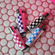 Load image into Gallery viewer, Checkered Lighters in Blue, Black, Purple and Pink
