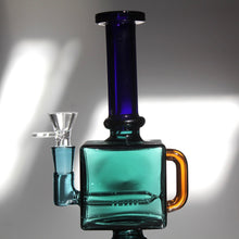 Load image into Gallery viewer, Dark Blue Mid-Century Modern Bong with Cube Water Chamber | Shop Modern 420 Accessories
