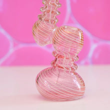 Load image into Gallery viewer, Closeup of cute pink bubbler with white swirl throughout. Bubbler and Water Pipe for Smoking
