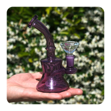 Load image into Gallery viewer, Mini Purple Bong with Free 14mm Diamond Bowl Piece
