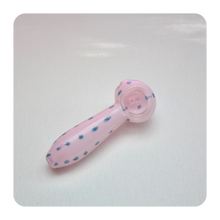 Load image into Gallery viewer, Milky Pink Blue Polka Dot Hand Pipe | Shop Bloomfield 
