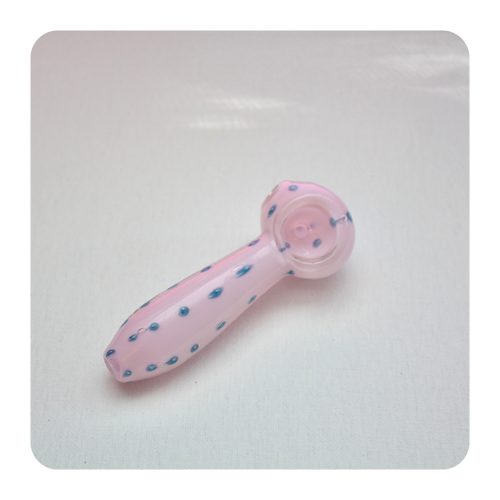 Milky Pink Blue Polka Dot Hand Pipe | Shop Bloomfield 