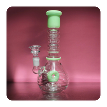 Load image into Gallery viewer, Fancy Green Bong | Ribbed with Matching Percolator
