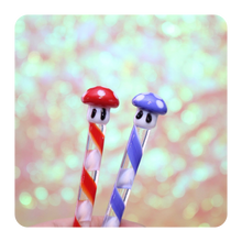 Load image into Gallery viewer, Cute Red and Blue Glass Mushroom Dabber for Concentrates | Shop Bloomfield for 420 Accessories
