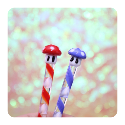 Cute Red and Blue Glass Mushroom Dabber for Concentrates | Shop Bloomfield for 420 Accessories