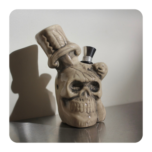 Impaled Ceramic Skull Bubbler for Smoking