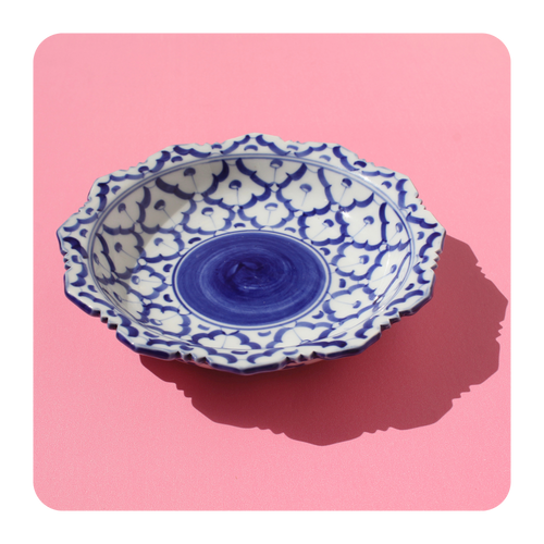 Blue Ceramic Porcelain Roll Tray | Shop Bloomfield Hand Painted in Thailand 