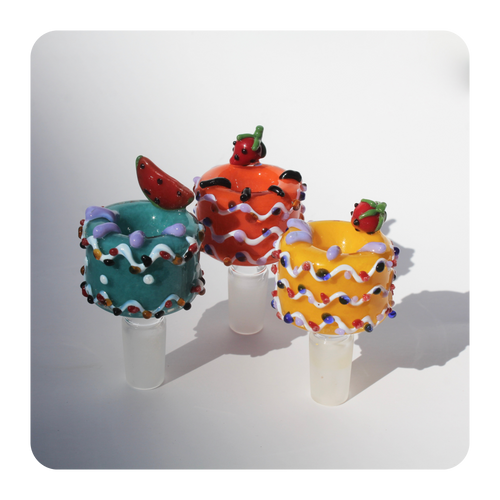 Birthday Cake 14mm Bowl Piece Slide for Bong - Yellow Blue and Orange , Strawberry and Watermelon | Cute Online Smoke Shop Bloomfield | Cute Headshop