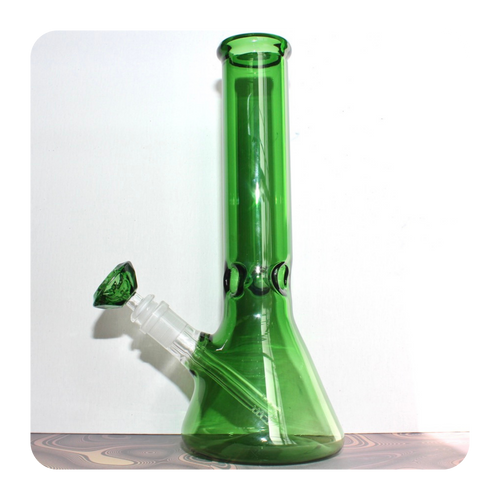 Big Green Beaker Bong Diamond Bowl Piece Slide | Cute Online Smoke Shop | XL Water Pipe