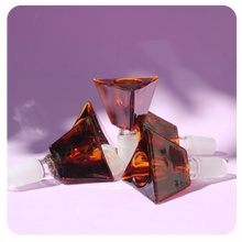 Load image into Gallery viewer, Shop Bloomfield Amber Triangle Geometric 14mm Bowl Piece for Smoking | Cute Online Smoke Shop, Head shop - Water Pipes, Bongs,  Bubblers, and More

