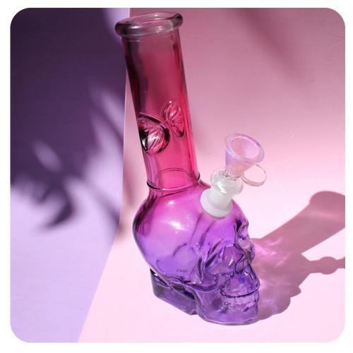 Pink and Purple Ombre Skull Bong | Shop Bloomfield for trendy 420 girly smoking accessories