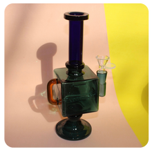 Load image into Gallery viewer, Cute, Mid-Century Modern Inspired Blue Bong meant to blend in with your furniture! Shop Bloomfield for cute 420 accessories
