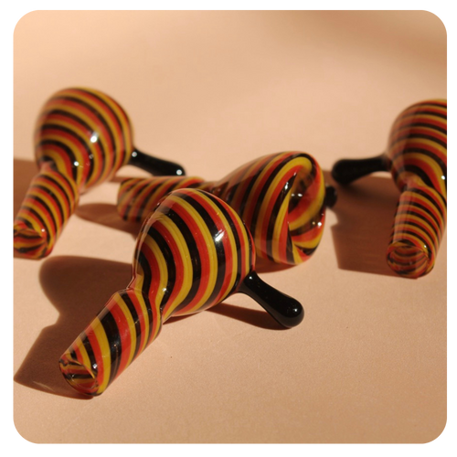 14mm Bowl Piece with Swirl Pattern | Black, Red and Yellow