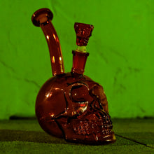 Load image into Gallery viewer, Spooky Cute Amber Skull Bong / Water Pipe with Free 14mm Bowl Piece | Shop Bloomfield
