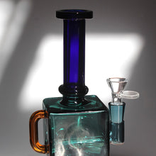 Load image into Gallery viewer, Cute Mid-Century Modern Bong with Cube Water Chamber and Free Matching Bowl Piece
