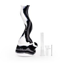 Load image into Gallery viewer, 10&quot; BLACK &amp; WHITE RITUAL WAVY SILICONE BEAKER
