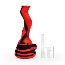 Load image into Gallery viewer, 10&quot; BLACK &amp; RED WAVY SILICONE BEAKER
